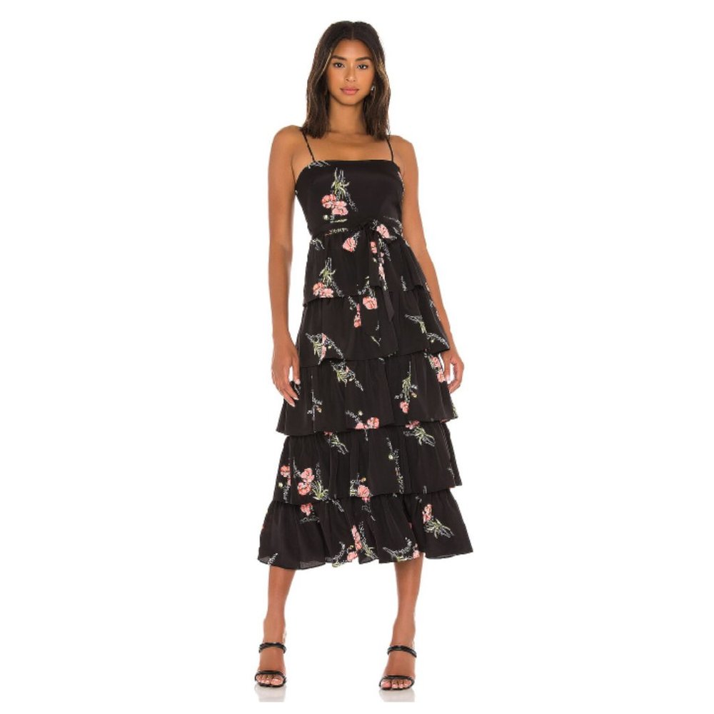 LIKELY Tiered Black Ruffle Sharon Dress